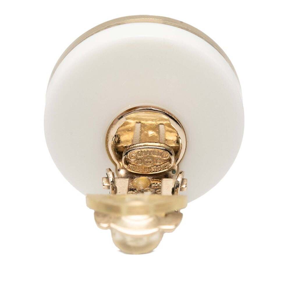 CHANEL Authentic White Logo Earrings - Picture 3 of 3